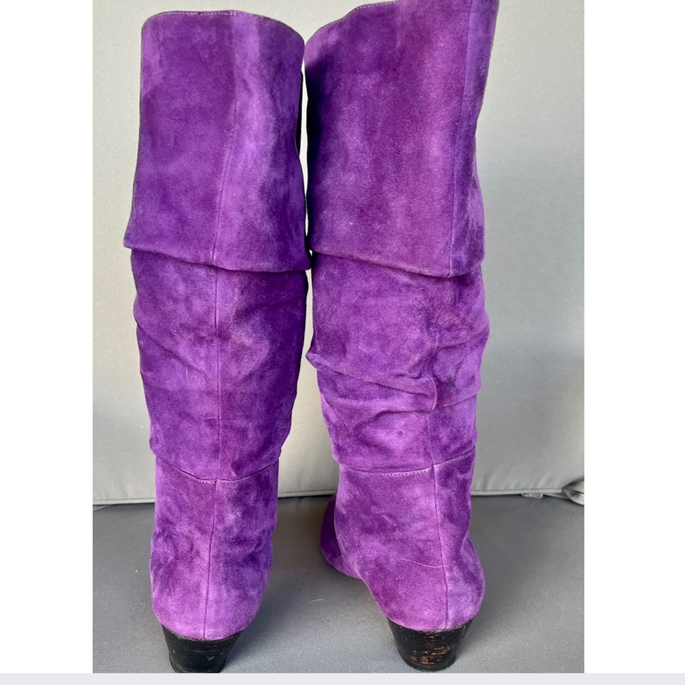Vintage Nordstrom Purple Suede Slouched Boots 10/11 - Picture 5 of 9